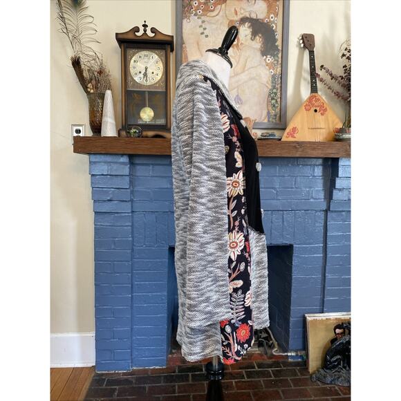 Anthropologie Luii S Button Front Mixed Media Jacket Cardigan Floral/ Knit Boho - Picture 3 of 14
